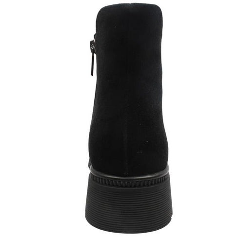 Loretta Vitale C3841 Women's Black Suede Beaded Tasseled Ankle Boots